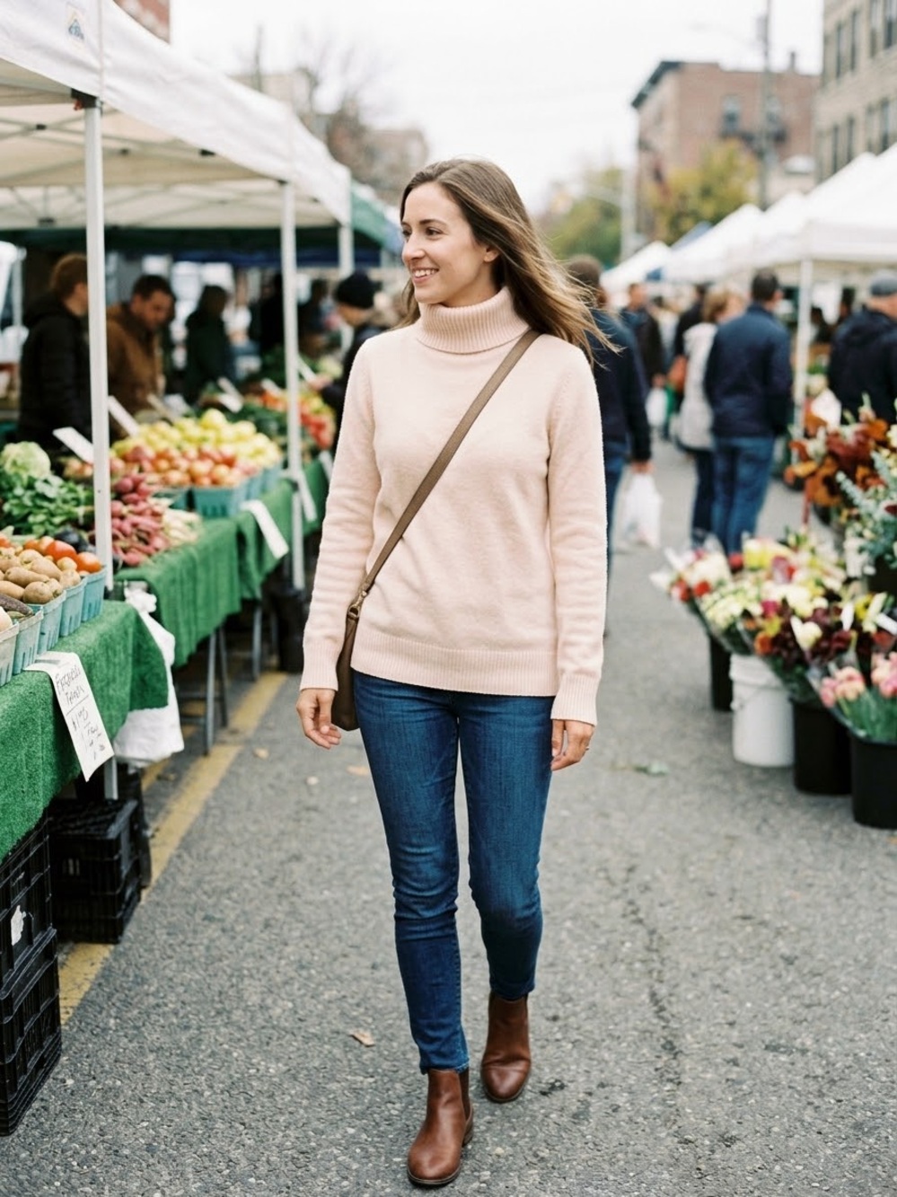 Women's Cream Turtleneck Sweater - Classic Cozy Knit
